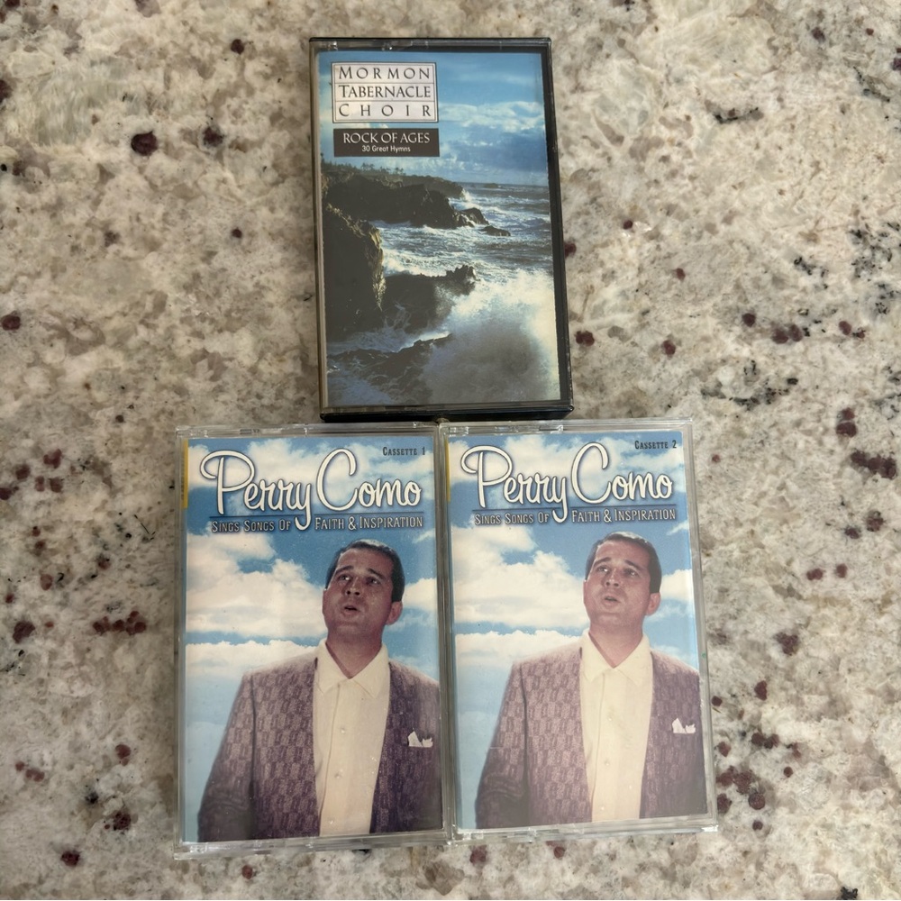 VTG 3 Cassette tapes Perry Como Faith & Mormon Tabernacle Choir Rock of Ages